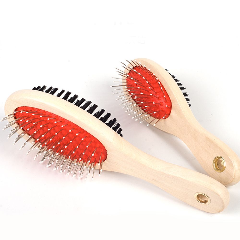 Adorable Dog Hair Grooming Dual-Use Comb With Wooden Handle - Pawluxe