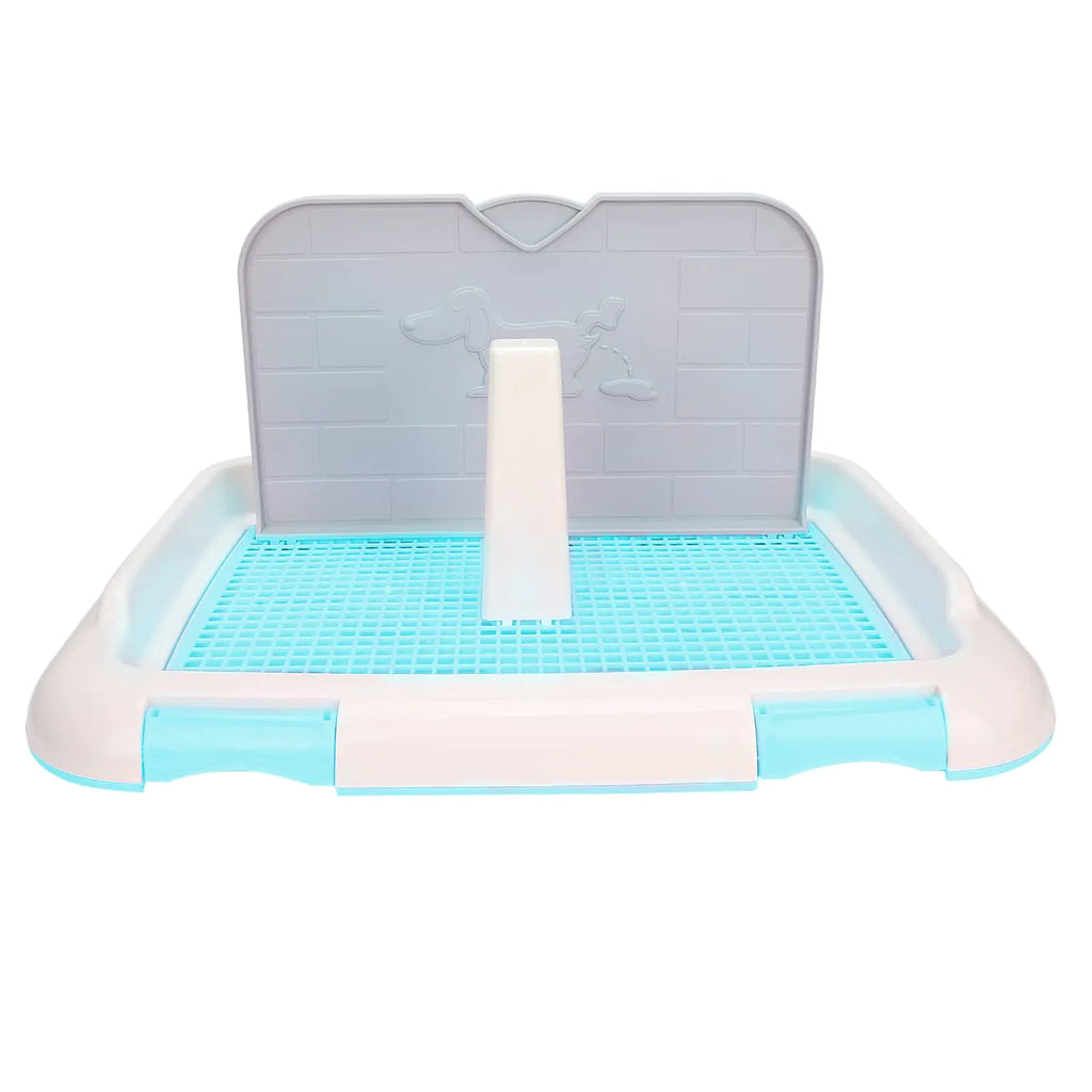 Dog Toilet Indoor Puppy Training Cat Potty Fence Scheduled Urination Tray Portable Waterproof Pee Pad Holder Mesh for or Porch Litter Box (Blue)