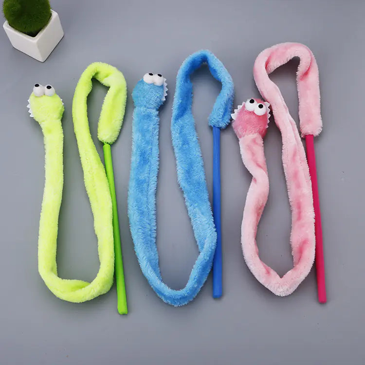 Cartoon Snake Cat Toy with Teaser Wand