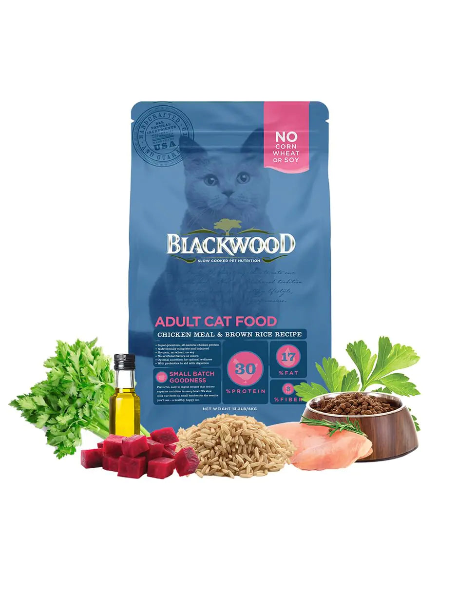 Blackwood Pet Cat Food Made In USA Super Premium Dry Cat Food For Adult Indoor and Senior Cats Chicken Meal and Brown Rice Recipe 13.2 Pound - Pawluxe