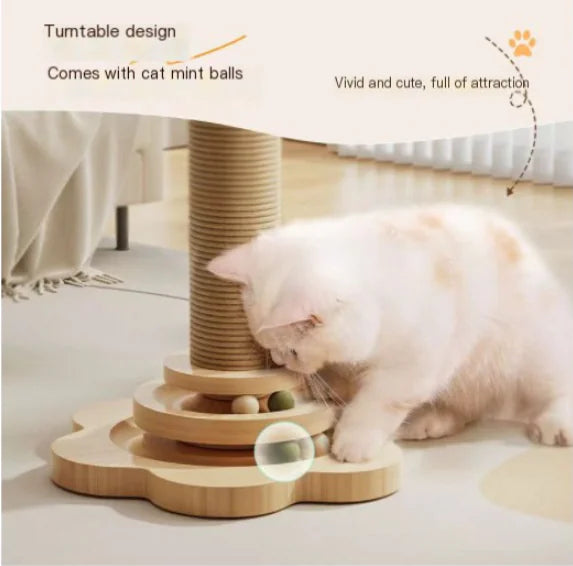 Wholesale Solid Wood Cat Toy with Sisal Scratch Post