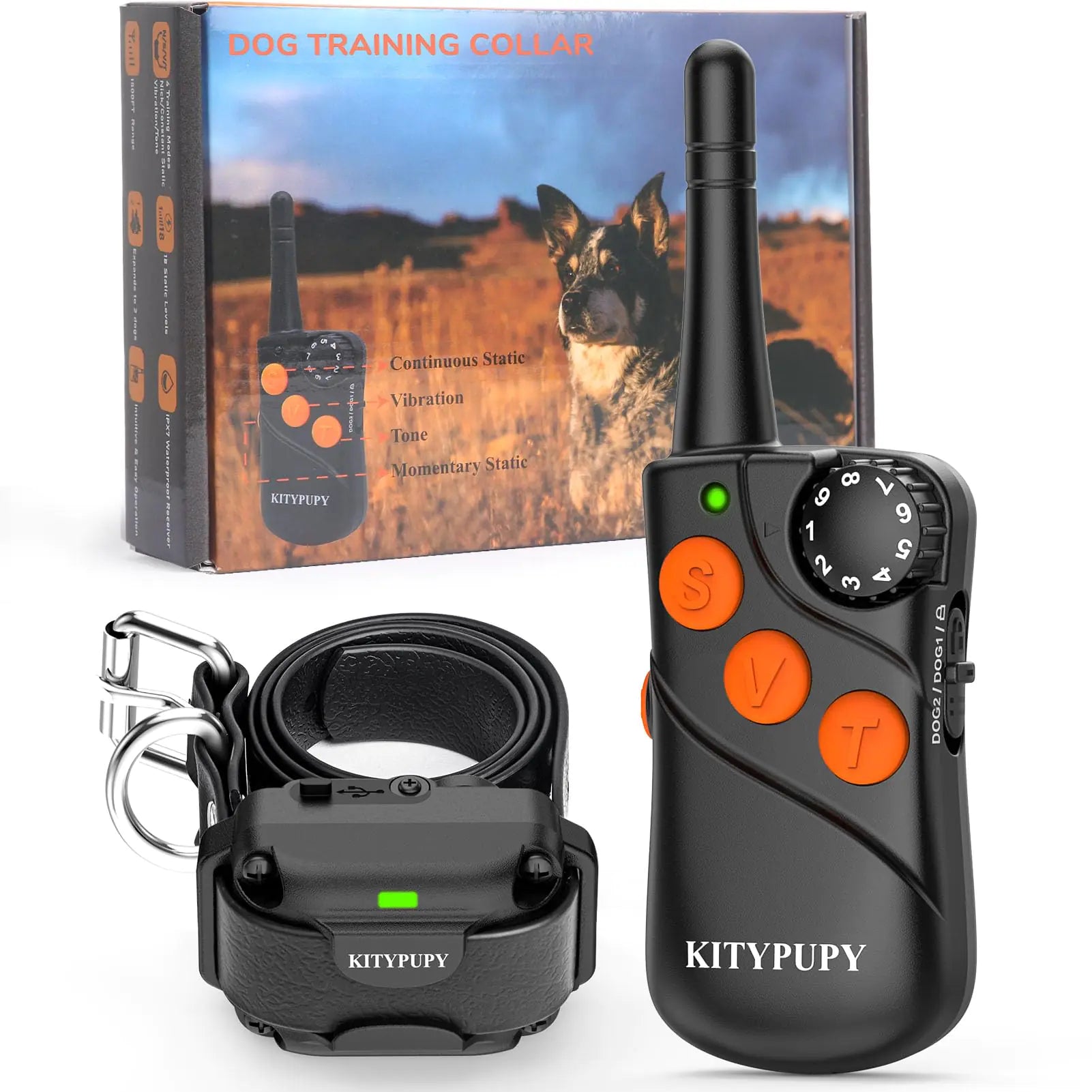 Professional Dog Training Collar Without Delay- K9 Dog Shock Collar E Collar for Training Large Medium Small Dogs with 4 Training Modes 1500FT Range Waterproof and Rechargeable (Black)