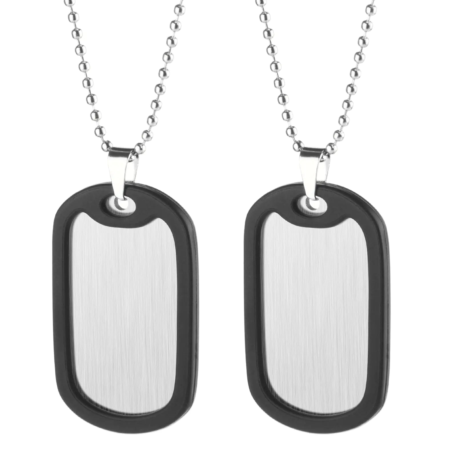 Cosmos 2 Pcs Military Dog Tags Stainless Steel Dog ID Tags Blank Tags Dog Name Tag with Ball Chains and Silicone Protective Case for Men Women Personalized Gift