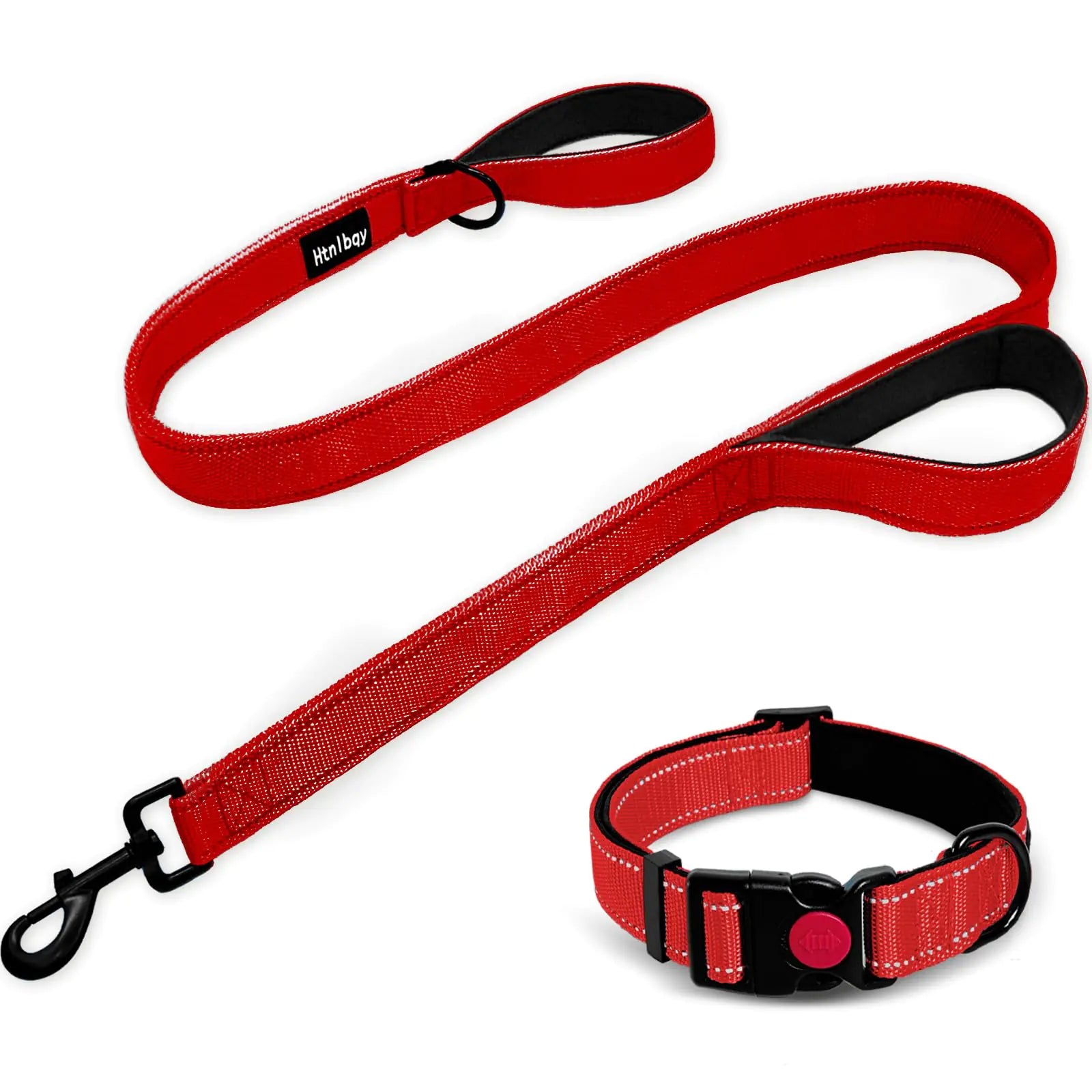 Dog Leashes for Large Dogs Heavy Duty Double-Sided Reflective Dog Leash for Large Dogs Walking Padded Handle Nylon Reinforced Reflective Buckle Dog Collar Red Large 6FT
