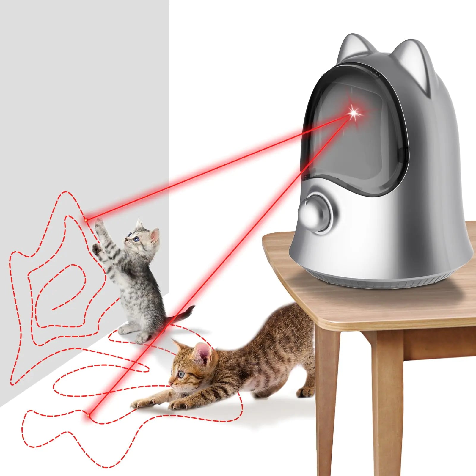 BENTOPAL Cat Toys Laser with Real Random Trajectory (Silvery)
