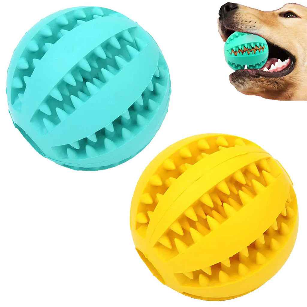 Sunglow 2 Pack Dog Toy Ball，Nontoxic Bite Resistant Teething Toys Balls for Small/Medium/Large Dog and Puppy Cat Dog Pet Food Treat Feeder Chew Tooth Cleaning Ball Exercise Game IQ Training Ball