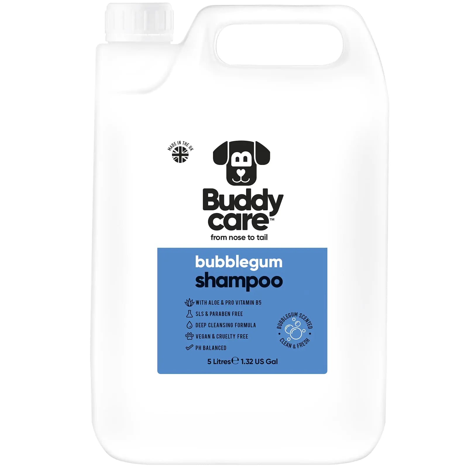 Bubblegum Dog Shampoo by Buddycare | Deep Cleansing Shampoo for Dogs | Bubblegum Scented | with Aloe Vera and Pro Vitamin B5 (169.07oz) - Pawluxe