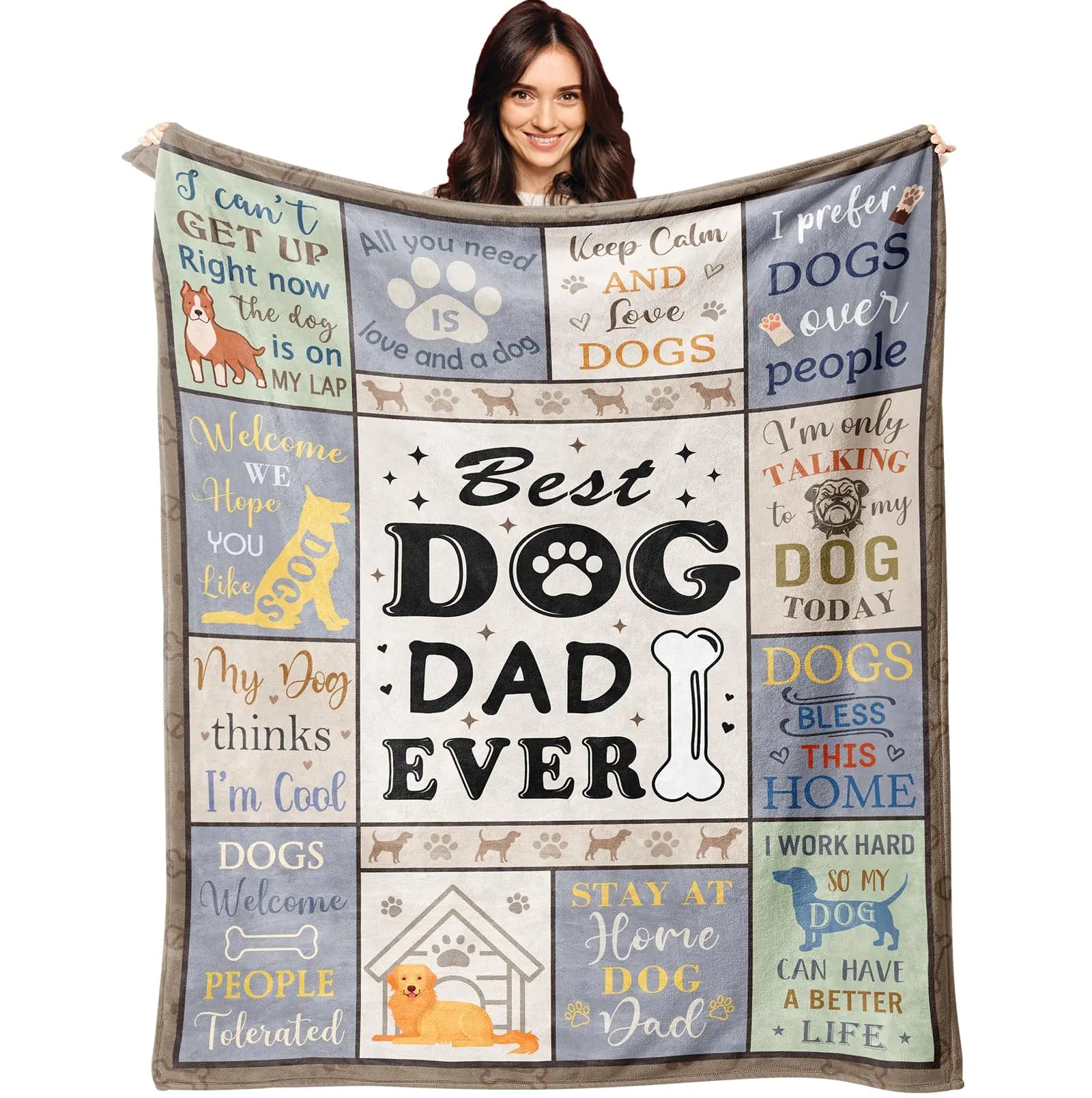 XALAZY Dog Dad Gifts Blanket 50"X60" DogDad Gifts for Men Dog Lovers Gifts for Men Gifts for Dog Lovers/Dog Dads Dog Lover Gifts Dog Dad Gift Best Dog Dad Gifts Gifts for Dog Owners Throw