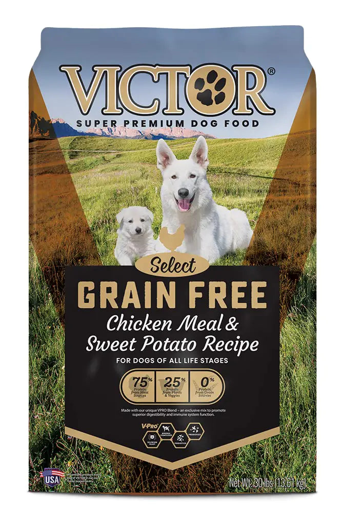 Victor Super Premium Dog Food – Grain Free Chicken Meal & Sweet Potato Recipe - Dry Dog Food for Dogs of All Life Stages – High Protein Dry Dog Food for All Normally Active Dogs 30 lb - Pawluxe