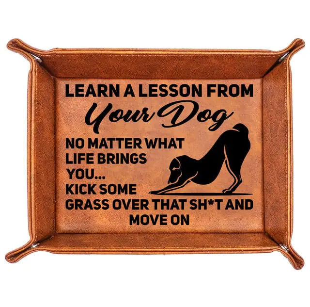 AZGUAMI Dog Gifts For Men - PU Leather Storage Gift For Fathers Day Unique Birthday Gift For Dad From Son Daughter Funny Dog Dad Gifts Desk Organizer Dog Lovers Valet Tray Desk Decor Accessories