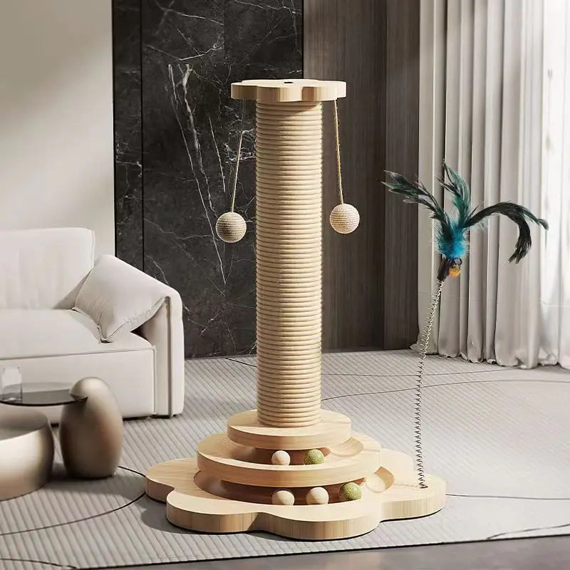 Wholesale Solid Wood Cat Toy with Sisal Scratch Post