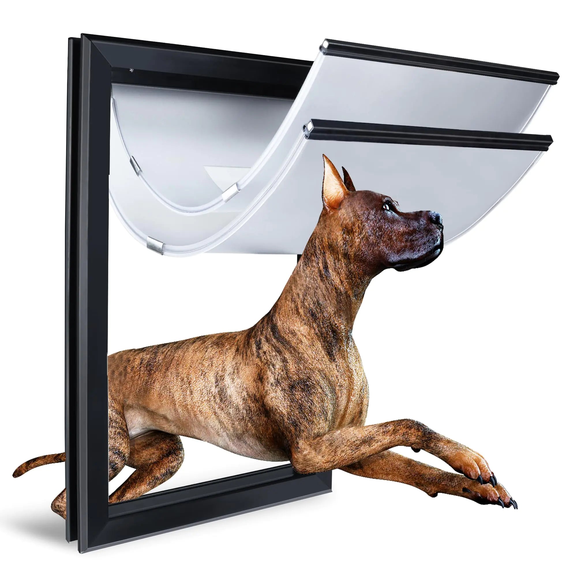 HANIML XL Dog Door for Exterior Doors Heavy Duty Aluminum Doggy Door Extreme Weather Doggie Door Giant Dog Door for Large and Extra Large Dogs Up to 220 lbs Dual Flap Insulated Dog Door Lockable
