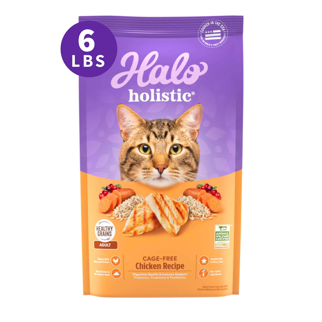 Halo Holistic Cat Food Dry Cage-free Chicken Recipe Complete Digestive Health Dry Cat Food Bag Adult Formula 6-lb Bag - Pawluxe