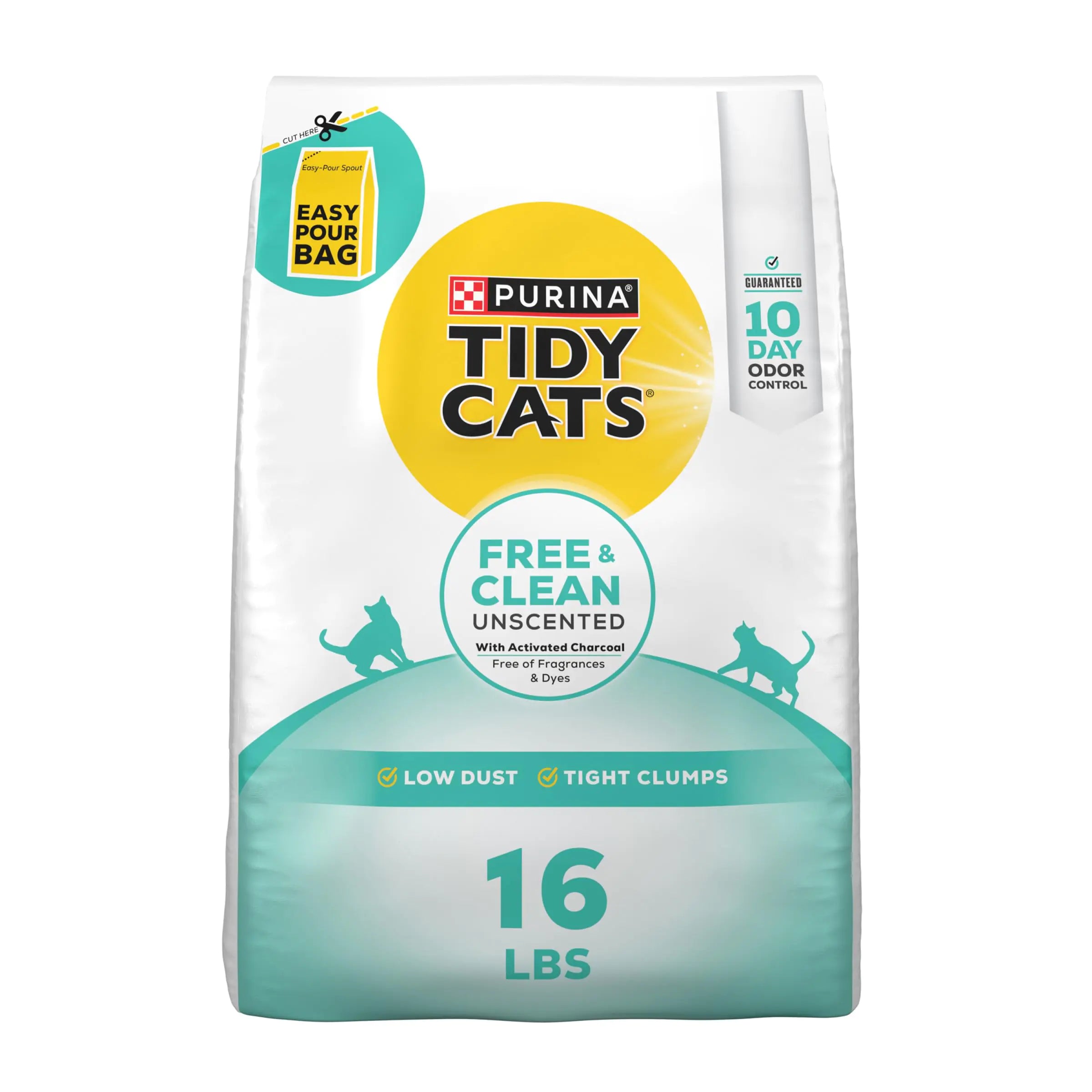 Purina Tidy Cats Clumping Cat Litter Odor Control Free and Clean Unscented Multi Cat Litter - 16 lb. Bag
