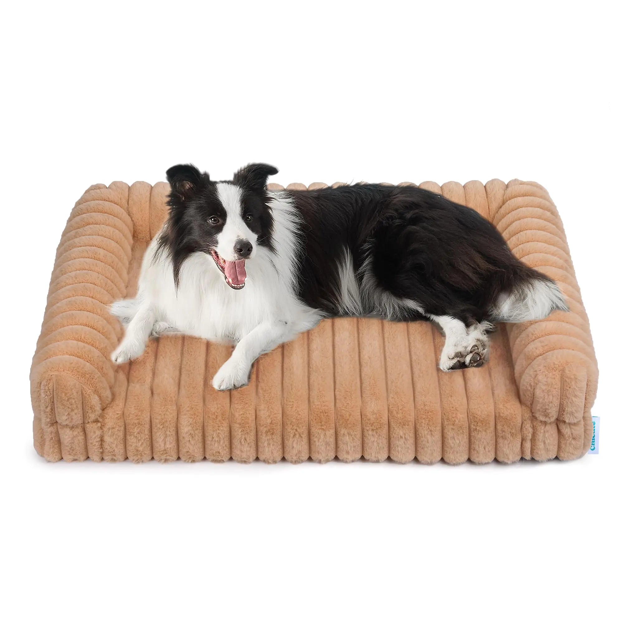 Chicute Thick Orthopedic Dog Bed for Large Dogs Waterproof Supportive Foam Dog Sofa with Washable Cover Faux Fur Comfy Bolster Couch Pet Beds with Nonskid Bottom (Brown 36"x27") - Pawluxe