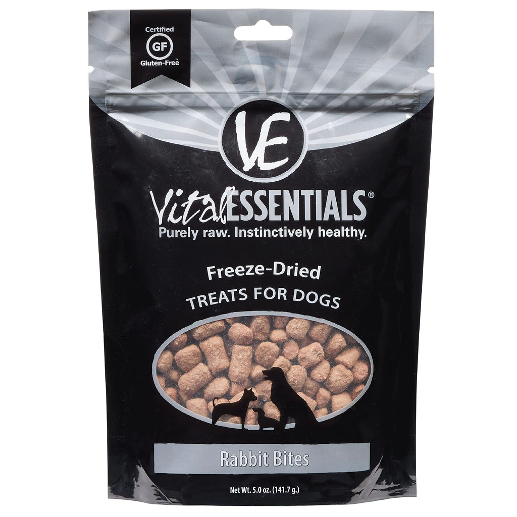 Vital Essentials Freeze Dried Dog Treats Dog Snacks Made in The USA All Natural Dog Treats Great Training Treats for Dogs Rabbit Bites 5.0 oz