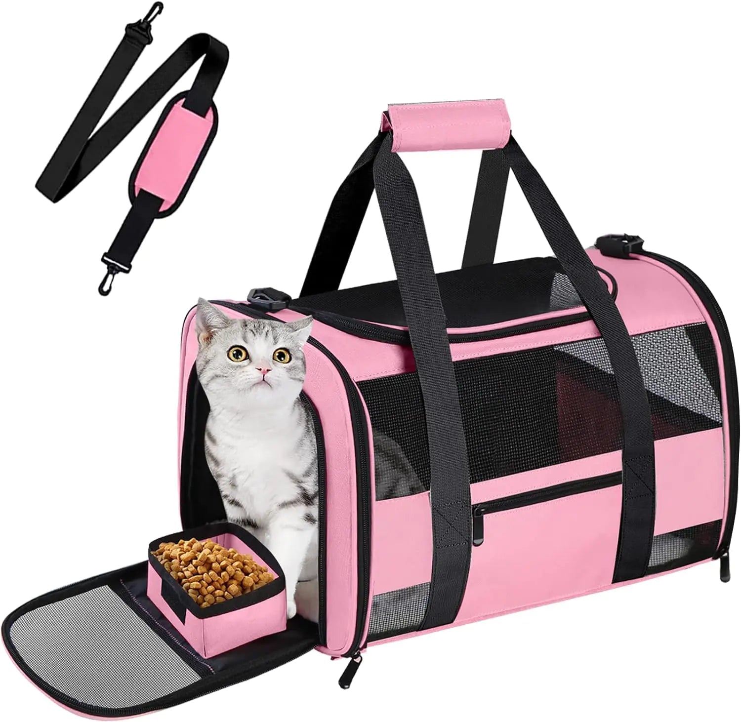 Simpelg Large Cat Carrier Dog Carrier Pet Carrier for Cats Dog Carrier for Medium Small Dogs Collapsible Soft Sided Pet Carrier for Kitten Puppy 25 Lbs Pink
