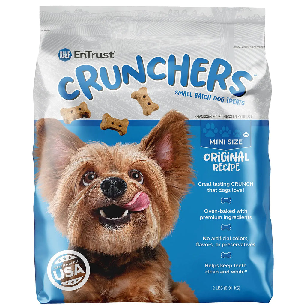 Blue Seal Kent Entrust Crunchers - Mini Dog Treats Original Recipe - Crunchy Oven Baked Biscuits with Premium Ingredients Healthy Snack Ideal for Training - Made in USA 2-Pound Bag