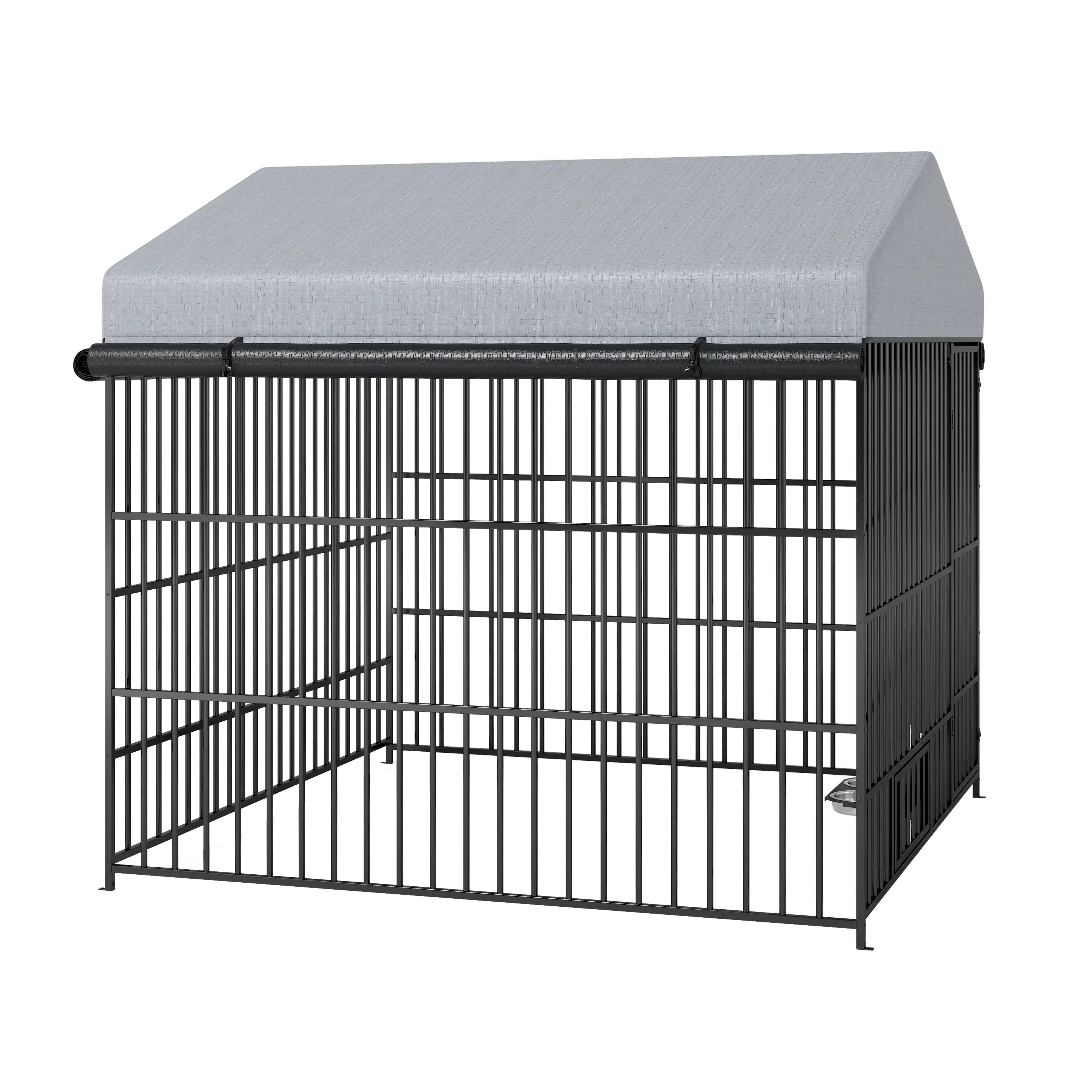 Large Kennel Outdoor Pet Pen Dog Running Pen Animal House Metal Chicken Coop Fence With Roof Cover - Pawluxe