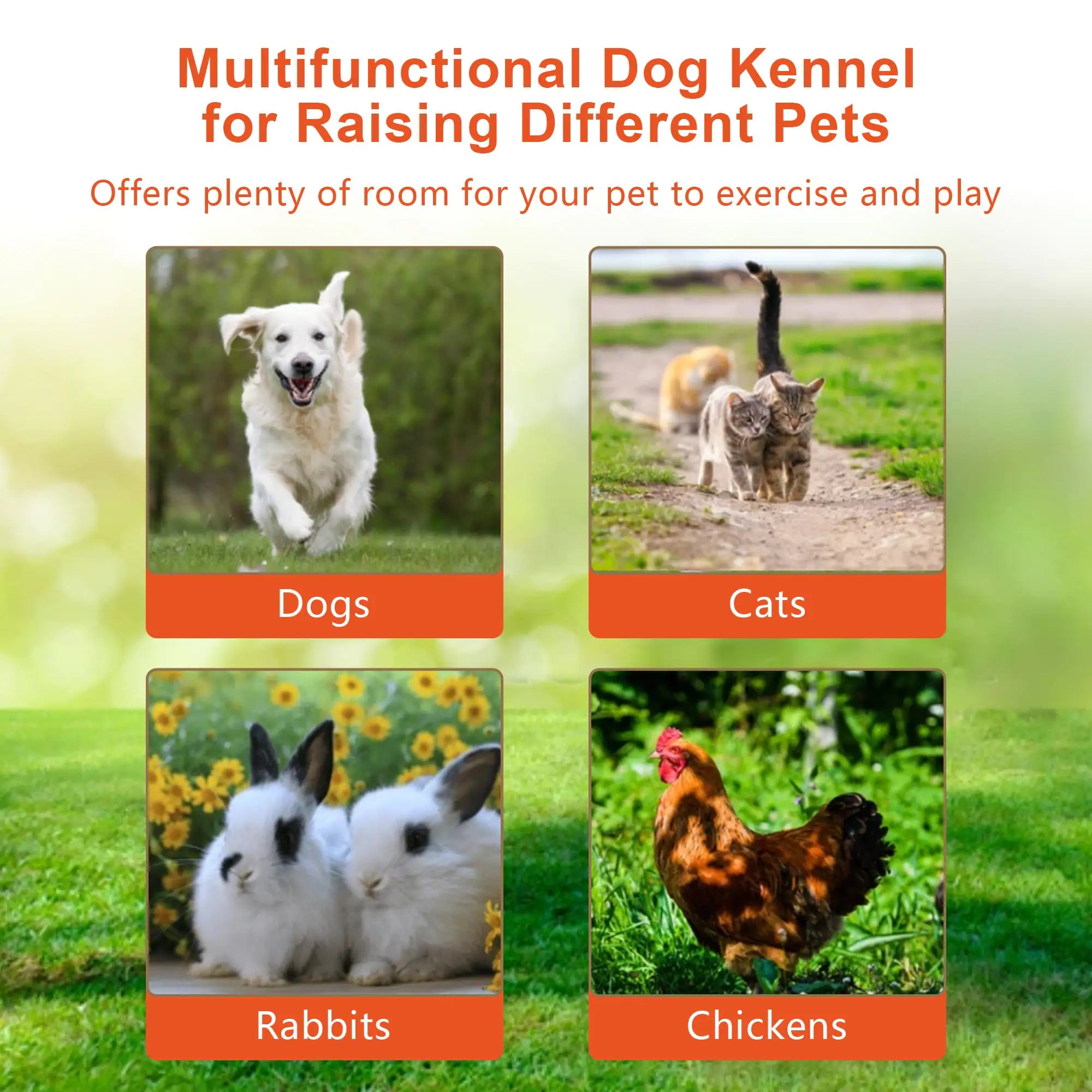 Large Kennel Outdoor Pet Pen Dog Running Pen Animal House Metal Chicken Coop Fence With Roof Cover - Pawluxe