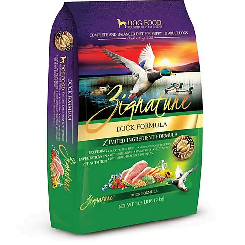 Zignature Grain Free Duck Dry Dog Food (27lb) - Pawluxe