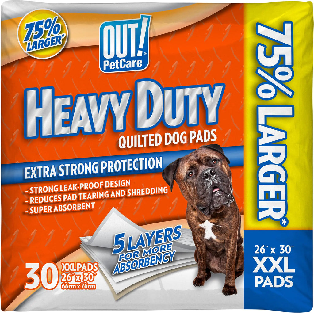 OUT! Heavy Duty XXL Dog Pads | Absorbent Pet Training and Puppy Pads | 30 Pads | 26 x 30 Inches - Pawluxe