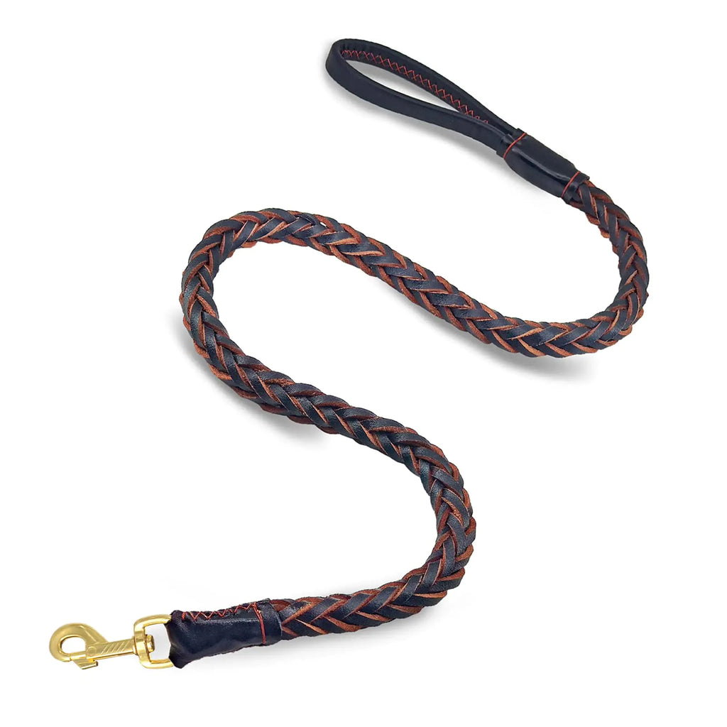 Leather Dog Leash Durable Braided Dog Training Leash Heavy Duty Leather Dog Leashes Soft and Comfortable Leather Leash for Large and Medium Dogs