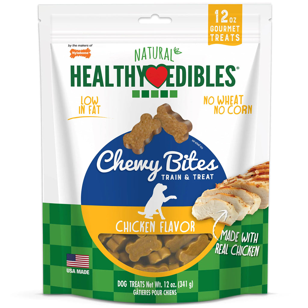 Nylabone Healthy Edibles Chewy Bites Dog Training Treats Chicken 12 Ounce (1 Count)