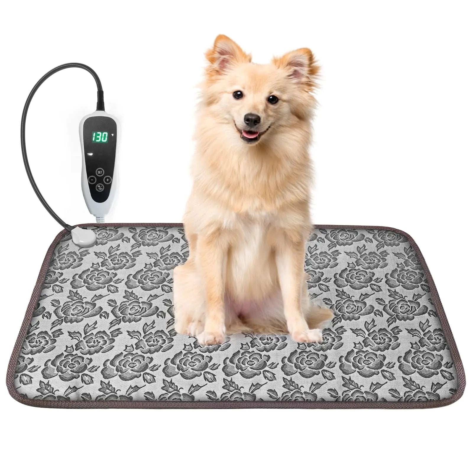 GOLOPET Dog Heating Pad for Dogs 28x18in Waterproof Pet Heating Pad Smart Thermostat Switch Whelping Supplies Heated Dog Bed，Adding Wire Rope Wires Puppy Heating Pad Mat-Rose