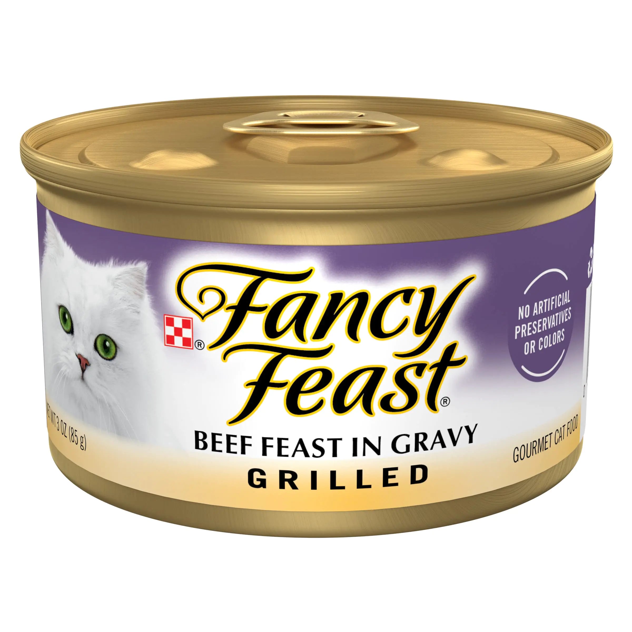 Purina Fancy Feast Grilled Wet Cat Food Beef Feast in Wet Cat Food Gravy - (Pack of 24) 3 oz. Cans - Pawluxe