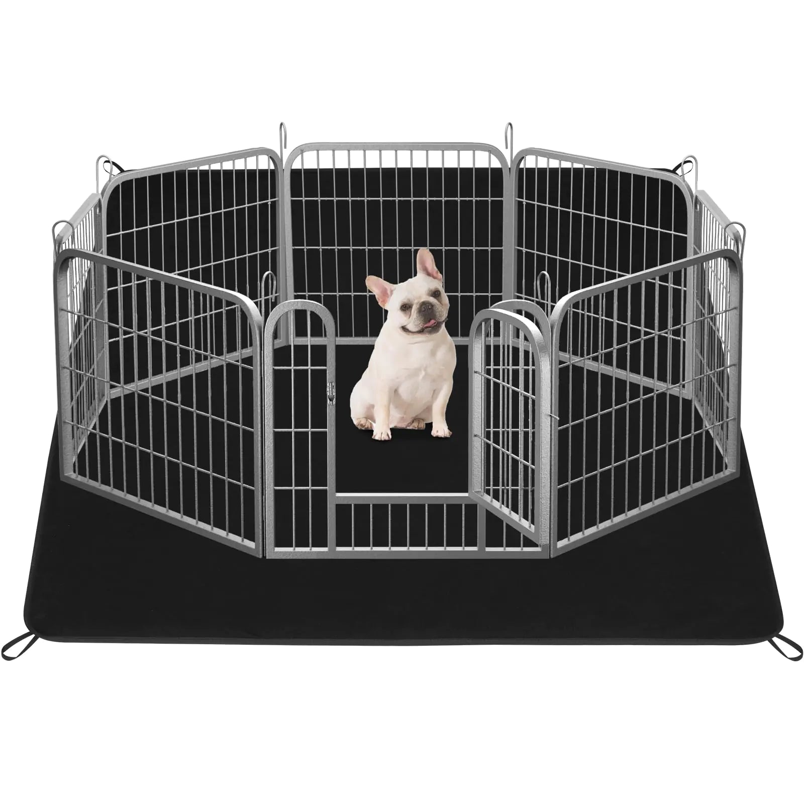 Dog Fence Puppy Pen Outdoor Pet Playpen Portable Dog Kennel Indoor Play Yard Gate for Small Medium Dogs Rabbits Cats with Bottom Pads (24Lx24H-8Panels Fence with Pad) - Pawluxe