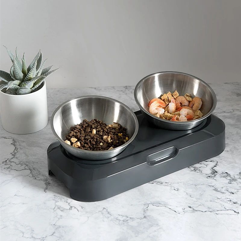 Easy To Clean Stainless Steel Cat Bowl Dog Food And Water Bowls With Stand Metal Cats Dogs Double Single Pet Feeding Feeder Bowl - Pawluxe