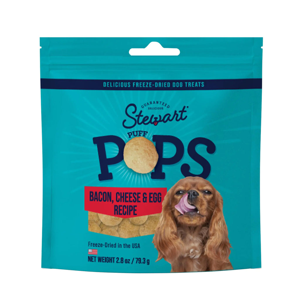 Stewart Freeze Dried Dog Treats PuffPops Bacon Egg and Cheese Recipe Gluten Free 2.8 Ounce Resealable Pouch Made in USA Dog Training Treats