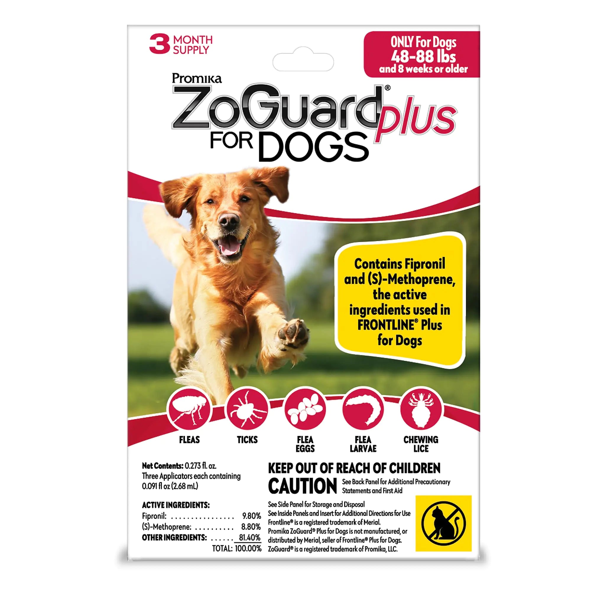 ZoGuard Plus Flea and Tick Prevention for Large Dogs – Flea & Tick Prevention for Dogs 45-88lbs (3 Doses)