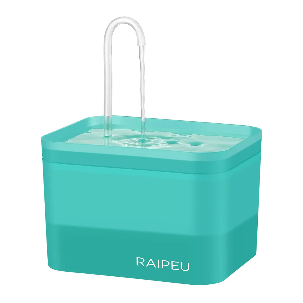 Cat Water Fountain Raipeu 2.5L Cat Fountain Activated Carbon Filter Translucent Water Tank Pet Water Fountain for Big Cat Big Dog Pet(Light Green)