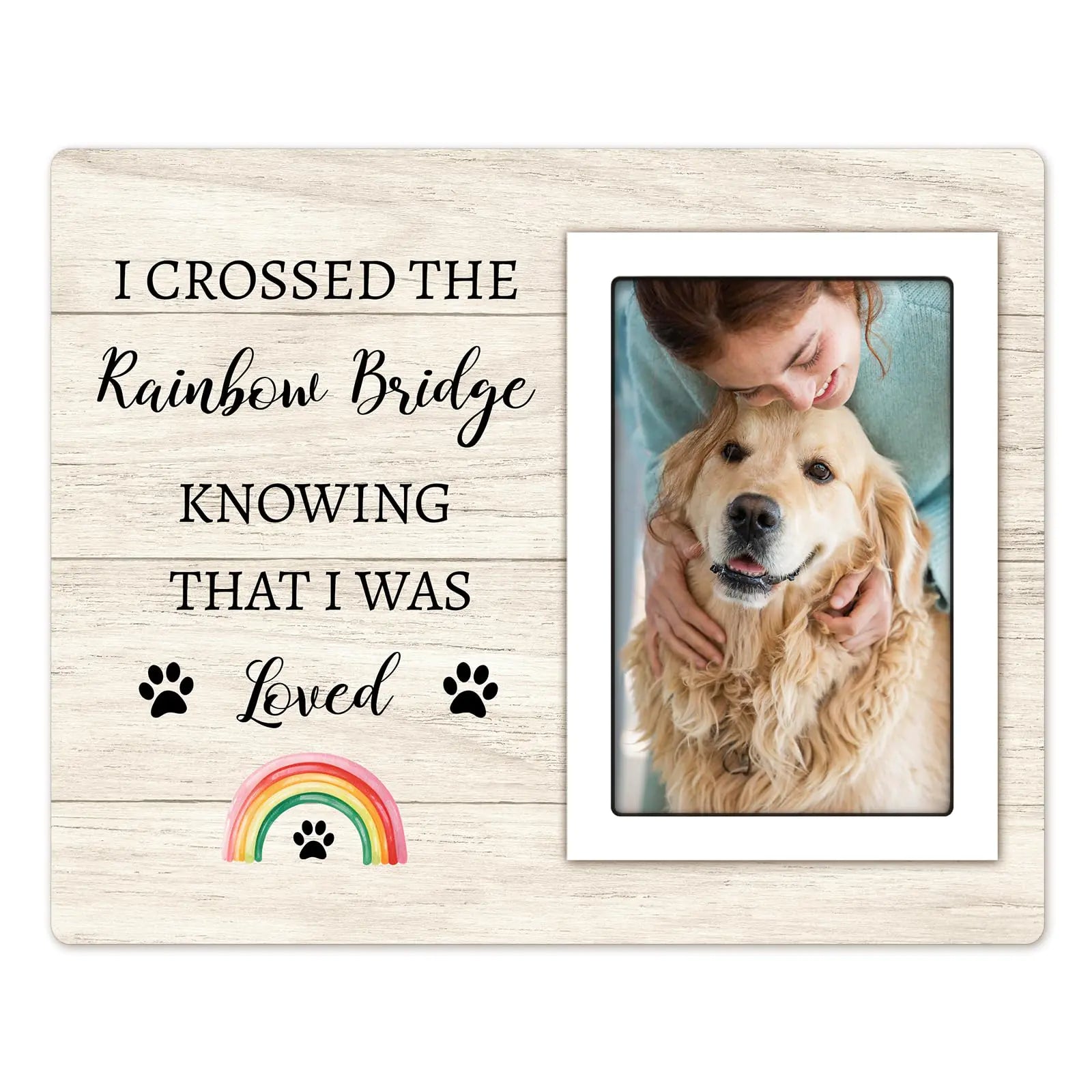 Rainbow Bridge Pet Memorial Gifts Picture Frame - Dog Memorial Gifts for Loss of Dog Sympathy Gifts for Loss of Dog Bereavement Gifts for Pet Loss - Dog Memorial Picture Frame for 4x6 Photos