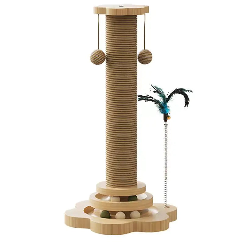 Wholesale Solid Wood Cat Toy with Sisal Scratch Post