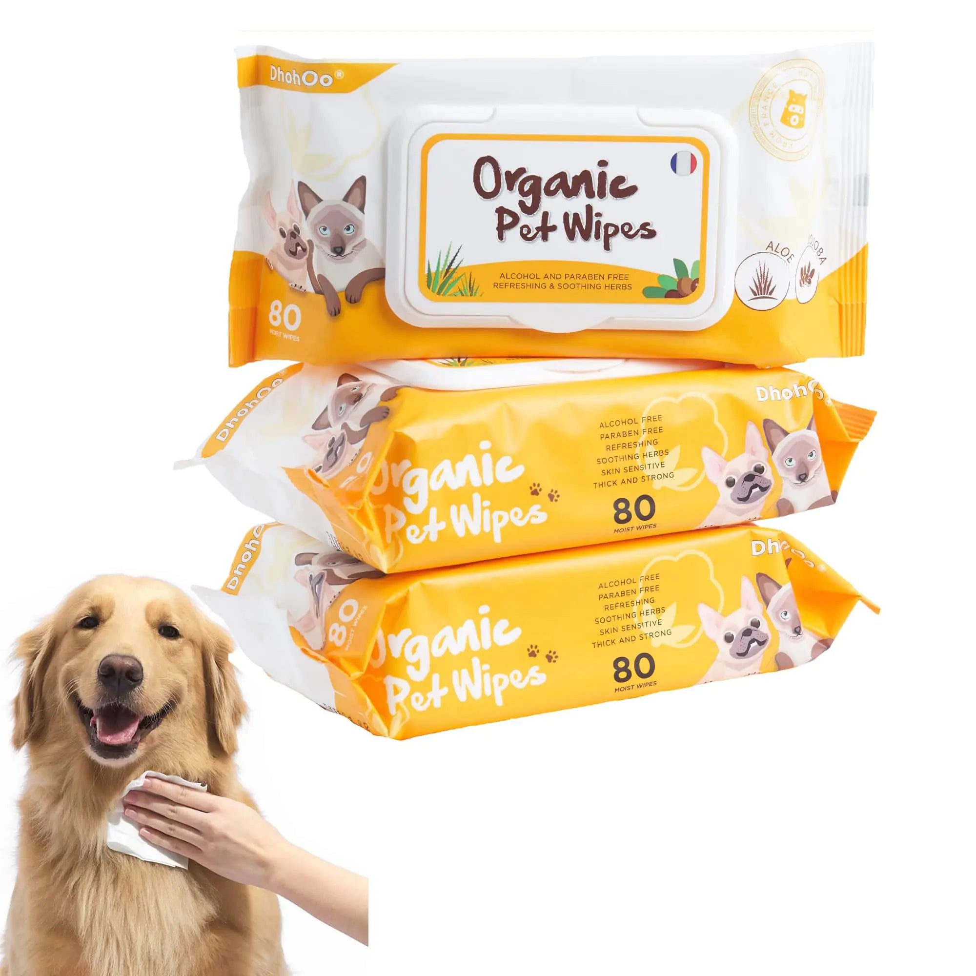 Dhohoo Pet Wipes80-Count Pack (3-Pack)Gentle Hypoallergenic Pet Grooming Wipes for Dogs & CatsPerfect for Paws Face & Fur CleaningOdor Remover & Quick Clean Solution - Pawluxe