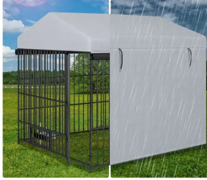 Large Kennel Outdoor Pet Pen Dog Running Pen Animal House Metal Chicken Coop Fence With Roof Cover - Pawluxe