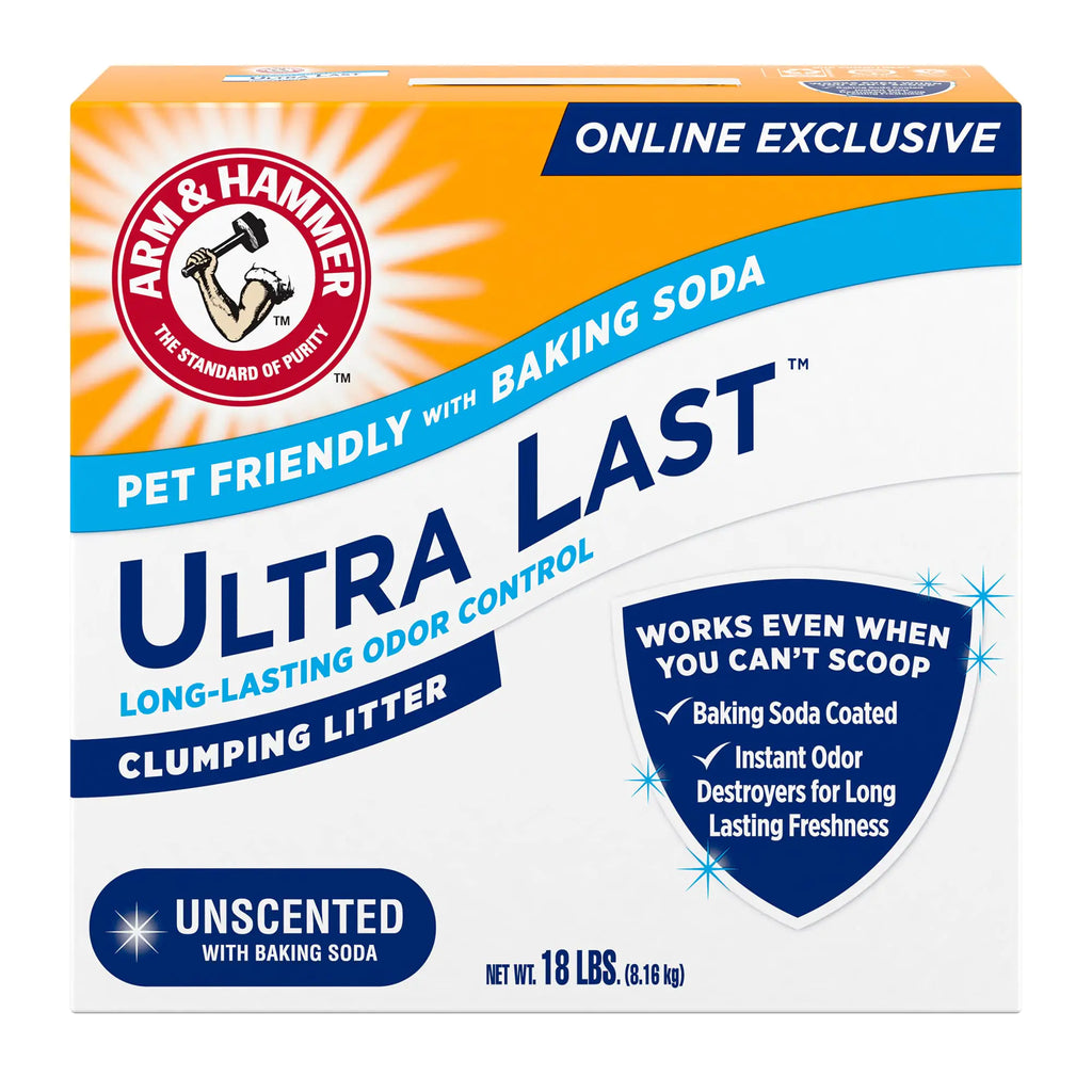 Arm & Hammer Arm Hammer Ultra Last Unscented Clumping Cat Litter MultiCat 18lb Pet Friendly with Baking Soda