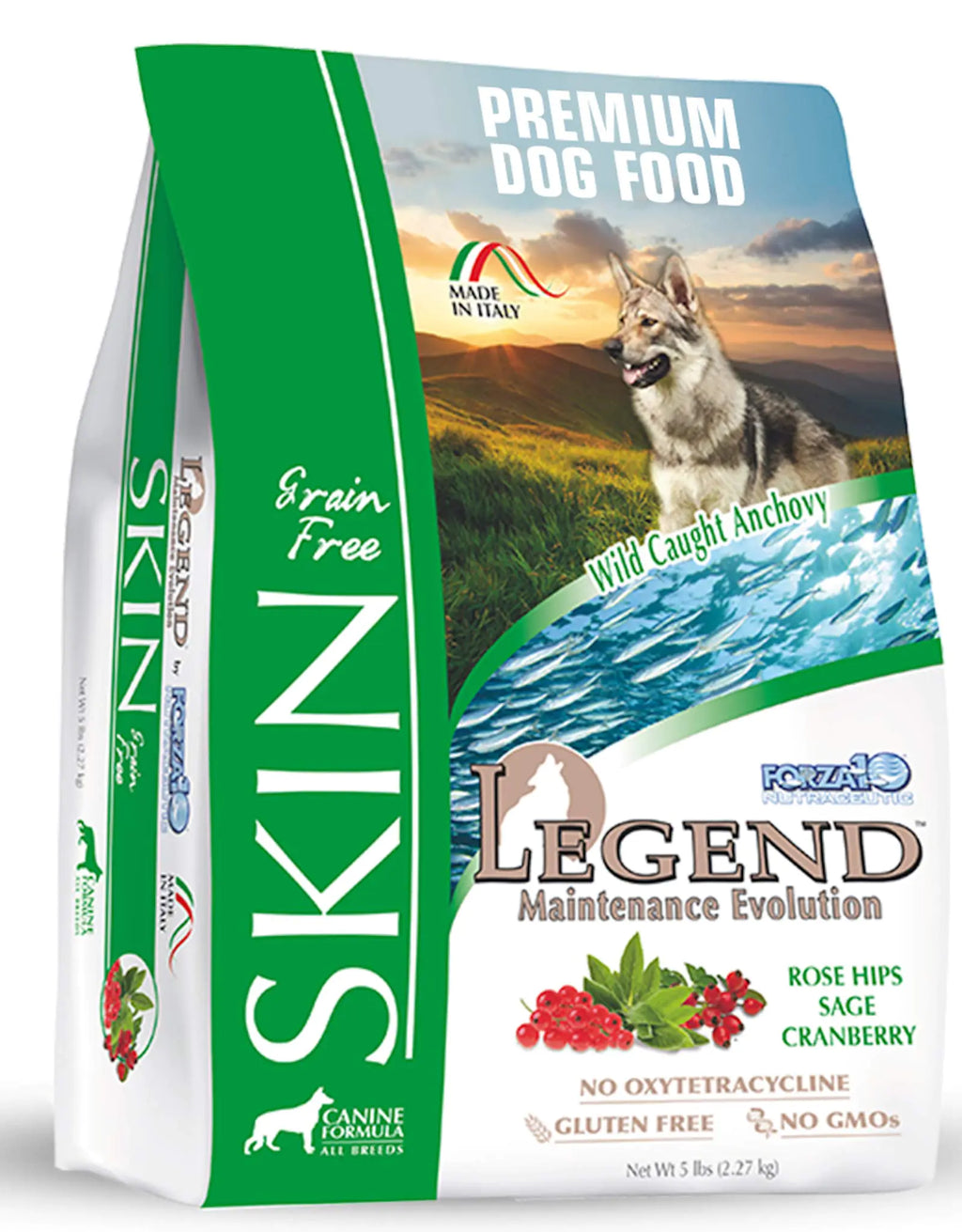 Forza10 Legend Sensitive Skin Dog Food Grain Free Dry Dog Food for Sensitive Skin with Curative Herbs Wild Caught Anchovy Flavor Allergy Dog Food for Adult Dogs Pack of 1 (5 Pounds)