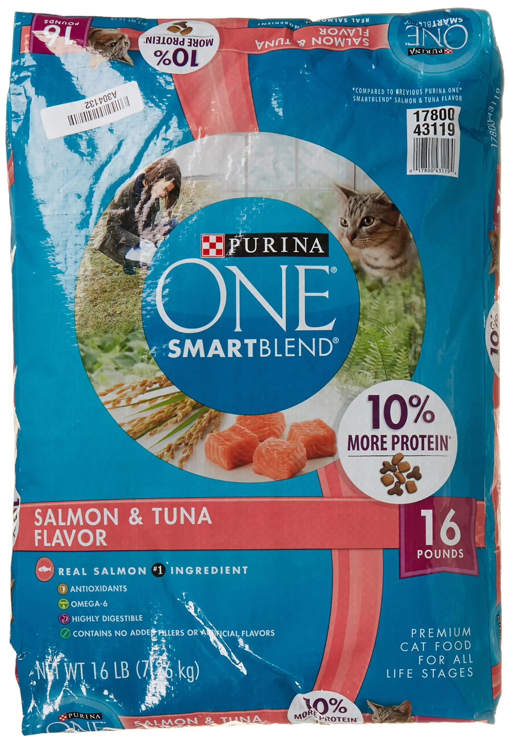 Purina O.N.E. Cat Food Adult Total Nutrition Salmon & Tuna 16 lb - Pawluxe