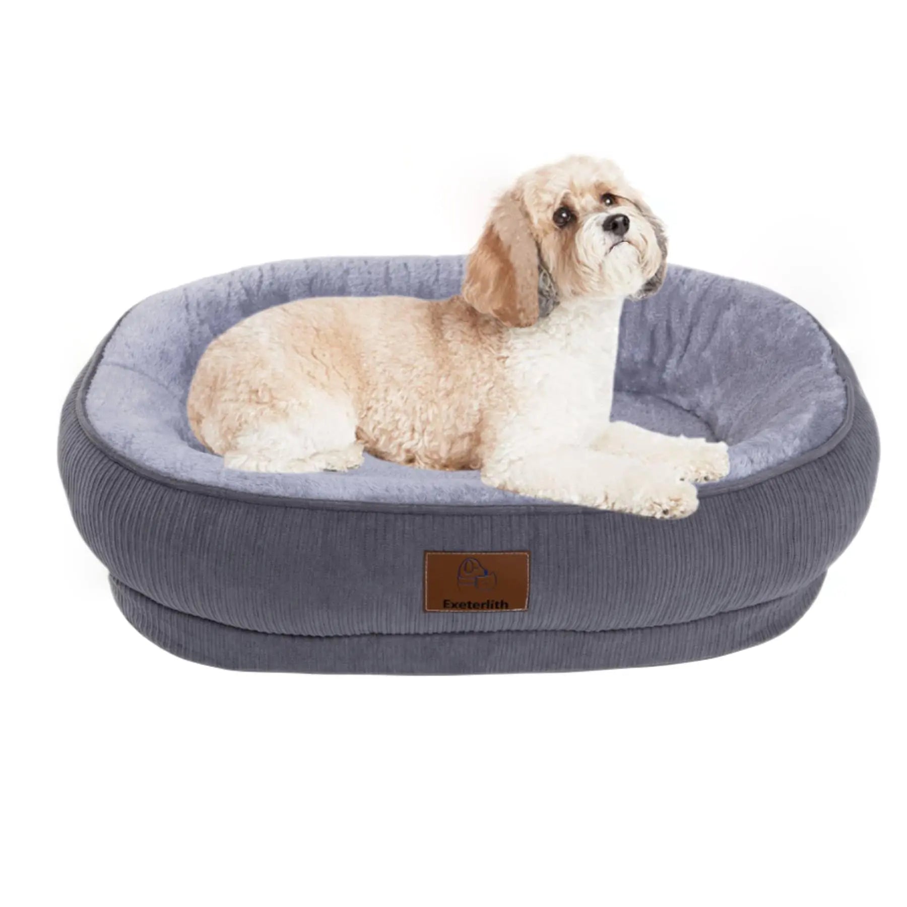 Exeterlith Dog Bed for Medium DogsRound Dog Sofa Beds for Small Dogs/PuppyCalming Bolster Dog Beds with SidesWashable Dog Crate Bed Clearance with Removable Cover (Grey 25.6 x 21.6 x 6.3) - Pawluxe