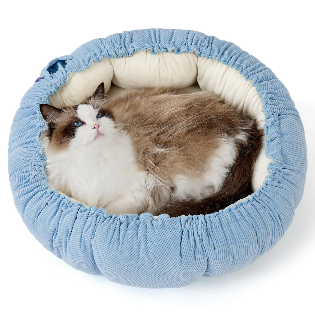 Lesure Cat Beds for Indoor Cats - Washable Cute Cat Beds with Versatile Dual-Use Design Reversible Donut Pet Bed for Puppy and Kitten 21x21x7 Inches - Pawluxe