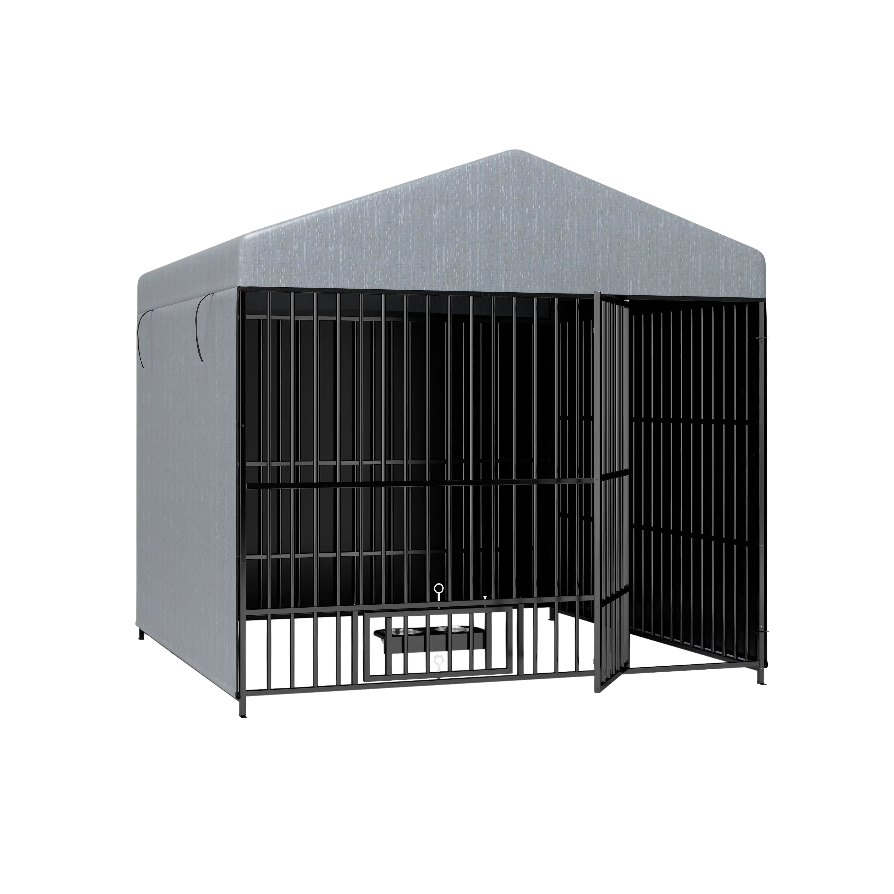 Large Kennel Outdoor Pet Pen Dog Running Pen Animal House Metal Chicken Coop Fence With Roof Cover - Pawluxe