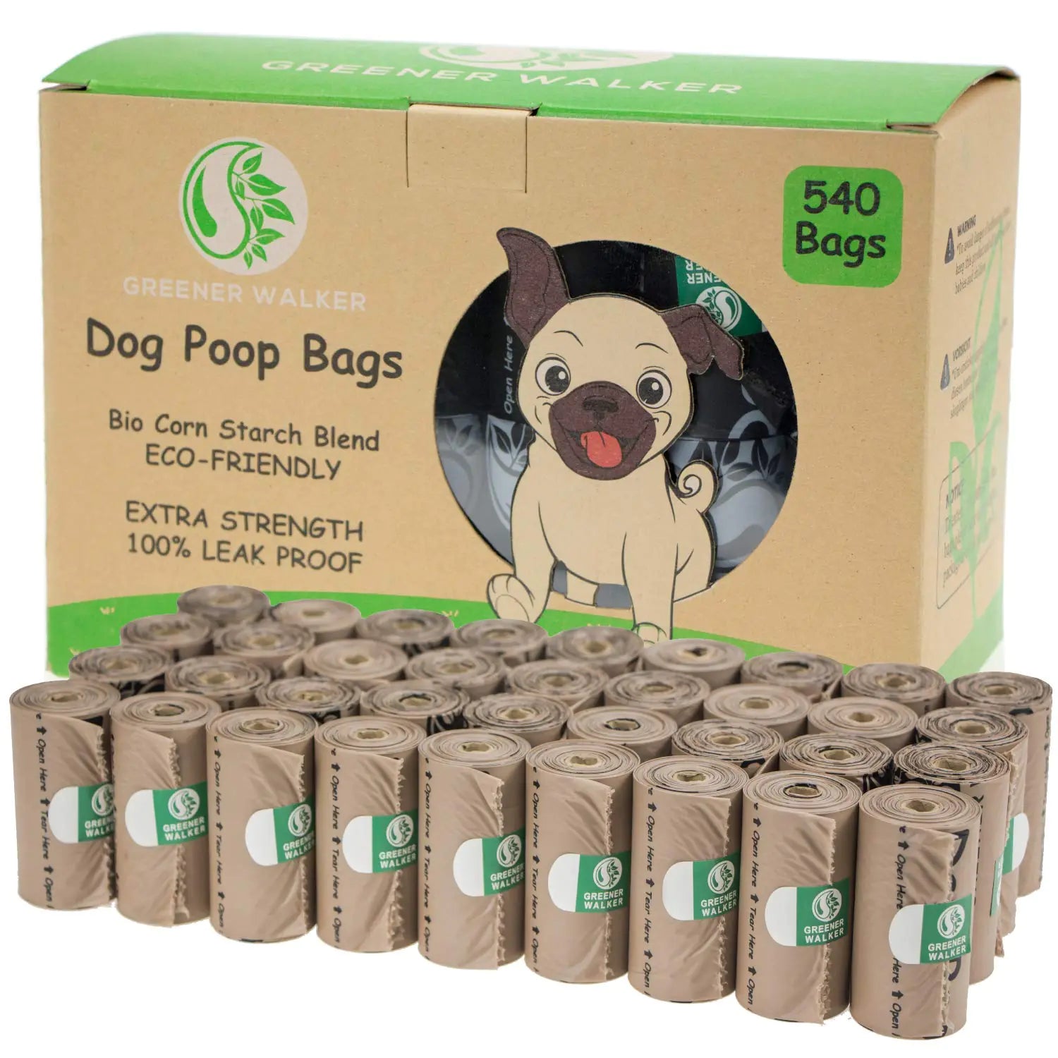 GREENER WALKER Poop Bags for Dog Waste-540 BagsExtra Thick Strong 100% Leak Proof Dog waste Bags (Brown)