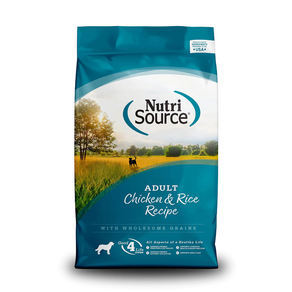 NutriSource Adult Dog Food Made with Chicken and Rice with Wholesome Grains 15LB Dry Dog Food - Pawluxe