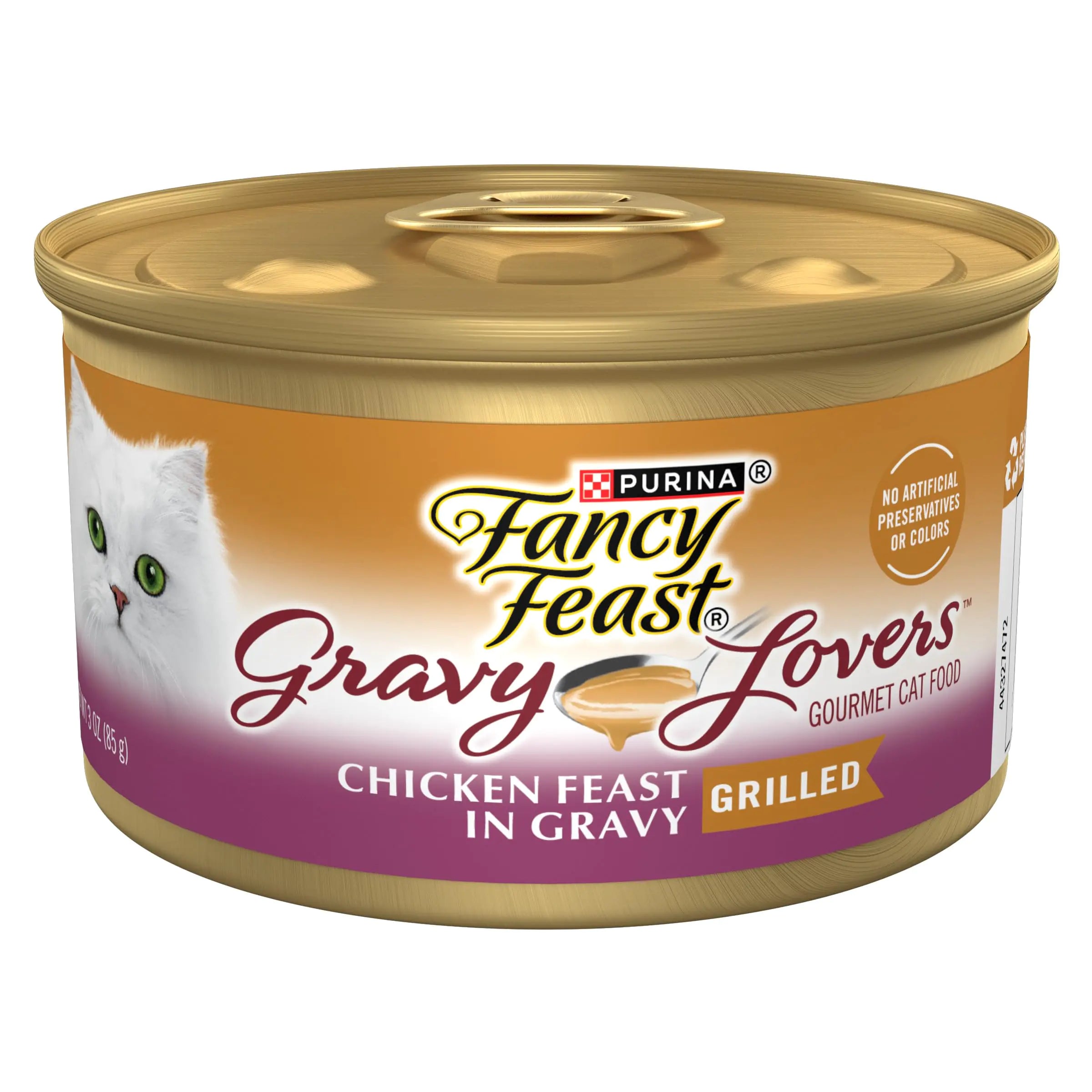 Purina Fancy Feast Gravy Lovers Chicken Feast in Gravy Grilled Gourmet Cat Food in Wet Cat Food Gravy - (Pack of 24) 3 oz. Cans - Pawluxe