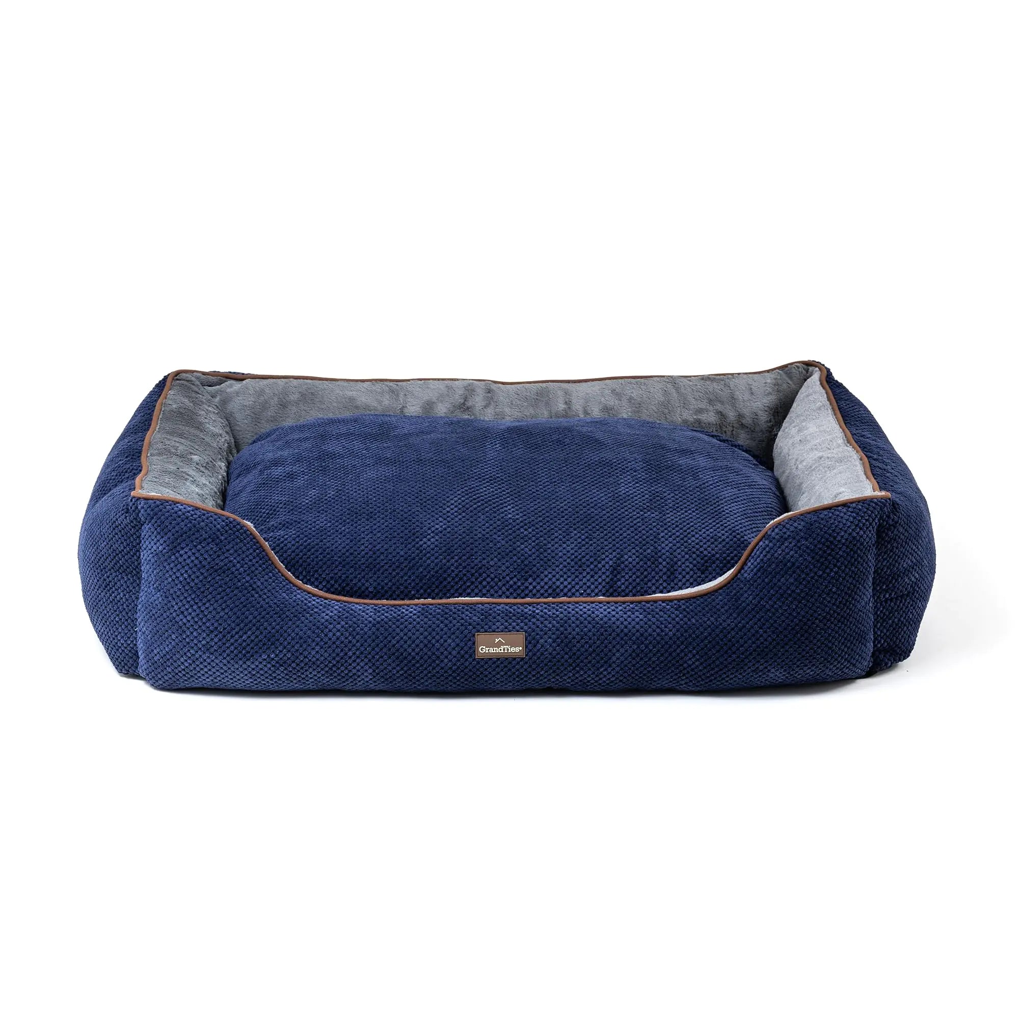 GRANDTIES Fluffy Dog Beds for Small Medium Large Dogs & Cats Machine Washable Dog Bed Rectangle Breathable Soft Calming Sleeping Warming Pet Beds with Waterproof & Non-Slip Bottom (XL 40" Navy) - Pawluxe