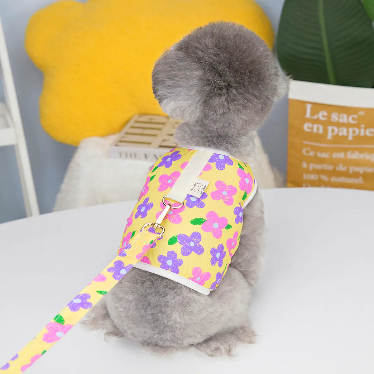 Pet Clothing with Chest Back Traction Rope and 23 Flowers - Pawluxe